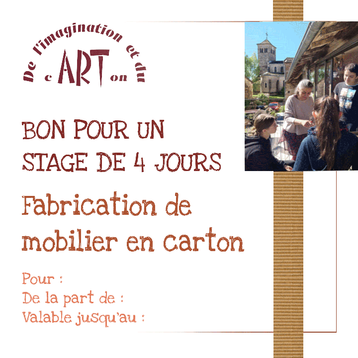 Bon pour un stage "Fabrication de mobilier en carton"